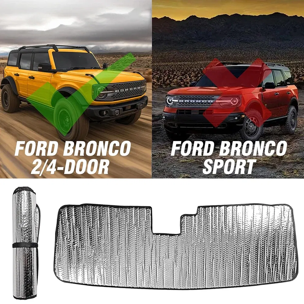 Front Windshield Sunshade Board Sun Visor Pad Anti UV for Ford Bronco 2021 2022 2023+ Heat Shield Mat Car Interior Accessories