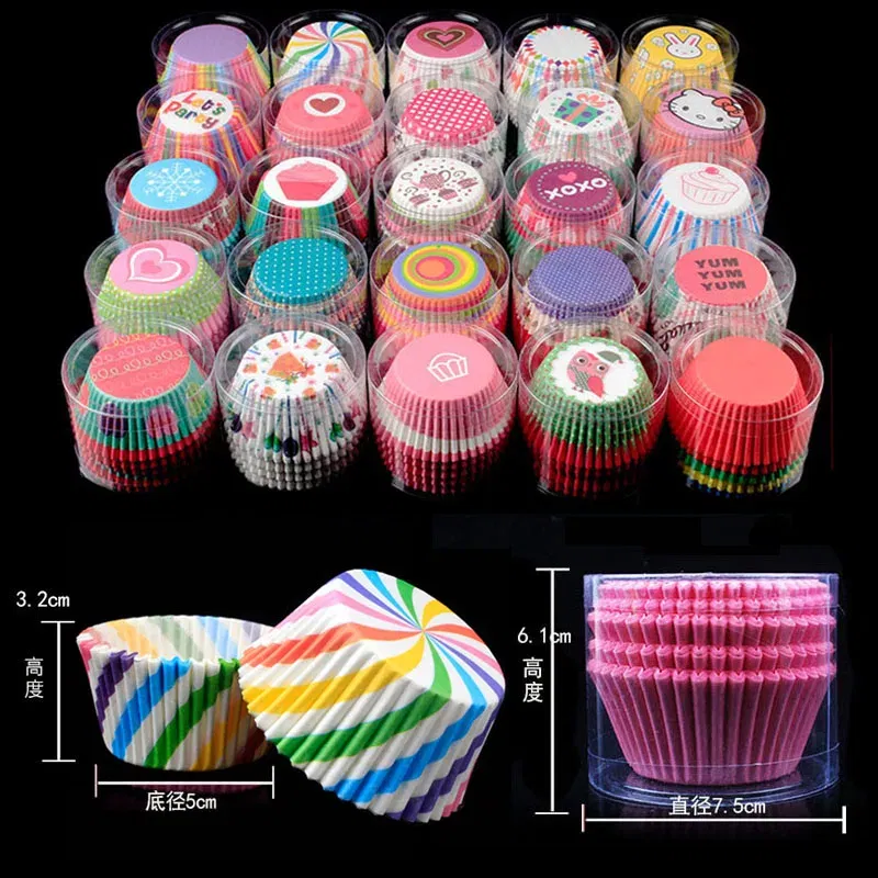 Color: Beige - 100pcs Cake Muffin Cupcake Paper Cups Cake Box Cupcakes Liner Mold Kitchen Baking Accessories Cake Mold Cooking Tools