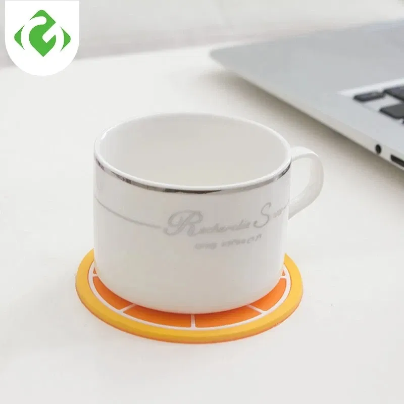 Color: Yellow, Shape Style: Round - Silicone Coaster Mini Round Fruit Pattern Drink Coaster Hot Drink Holder Hot Coffee Tray Desktop Insulation Pad Cute Creative