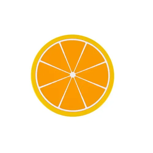 Color: Yellow, Shape Style: Round - Silicone Coaster Mini Round Fruit Pattern Drink Coaster Hot Drink Holder Hot Coffee Tray Desktop Insulation Pad Cute Creative