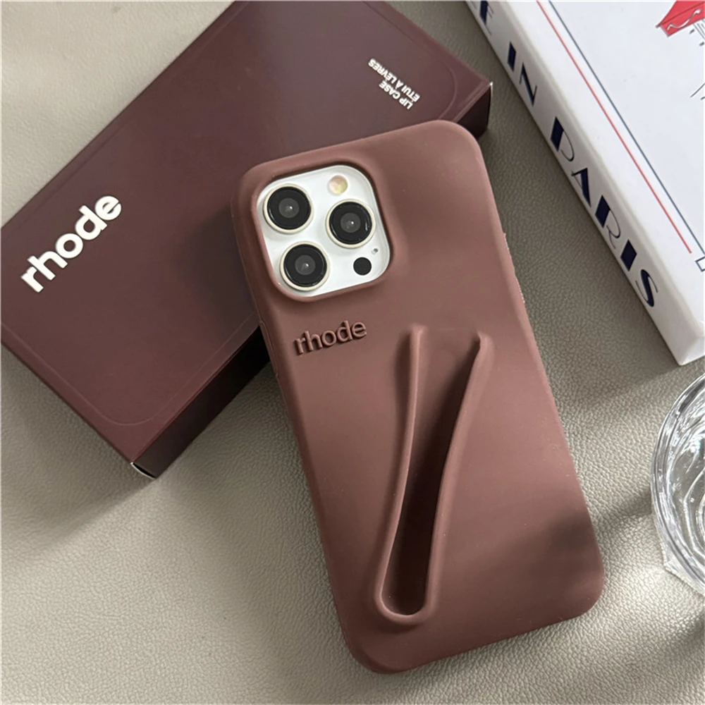 Color: PURPLE, Compatible-Phone Models: For iPhone 15 - New Rhode Lipstick Soft Silicone Phone Case for iPhone 16 15 14 13 12 11 Pro Max Plus Portable Lip Gloss Holder Cover with Box