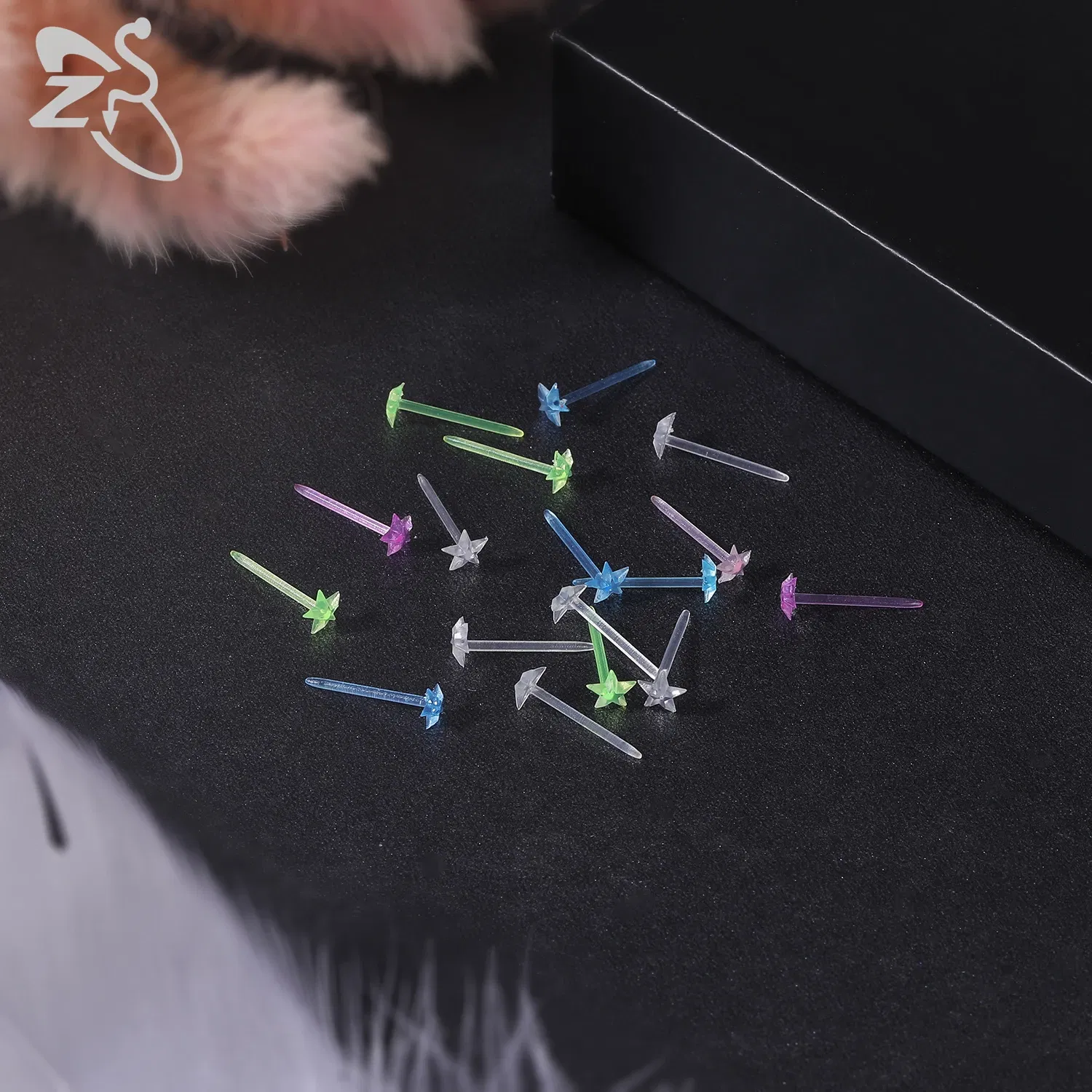 Metal Color: Light Yellow Color - ZS 10-50pcs/lot Colorful Acrylic Stud Earring Invisible Transparent  Anti-allergy Ear Pin 20G Star Ball Curing Ear Hole Retainer