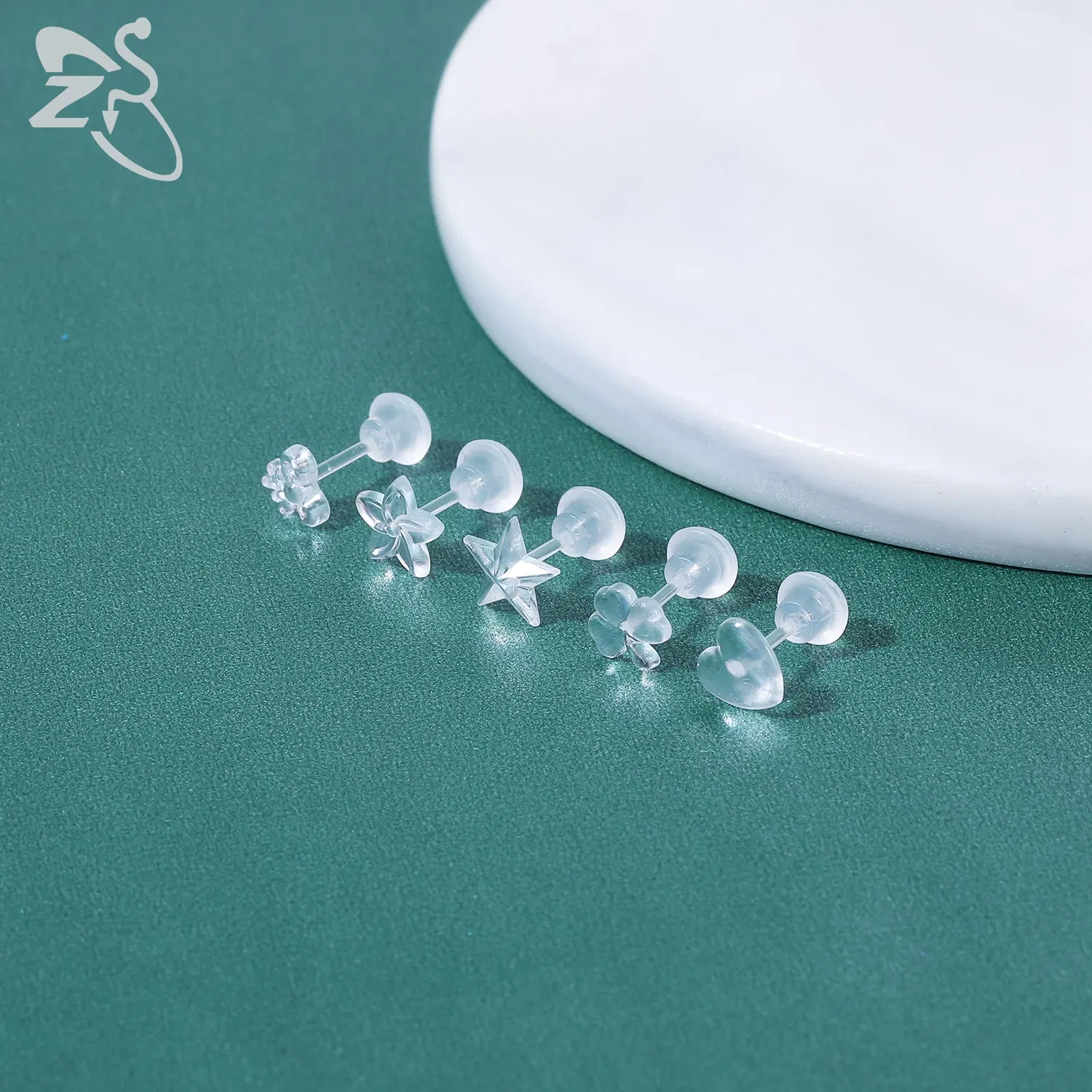 Metal Color: Light Yellow Color - ZS 10-50pcs/lot Colorful Acrylic Stud Earring Invisible Transparent  Anti-allergy Ear Pin 20G Star Ball Curing Ear Hole Retainer