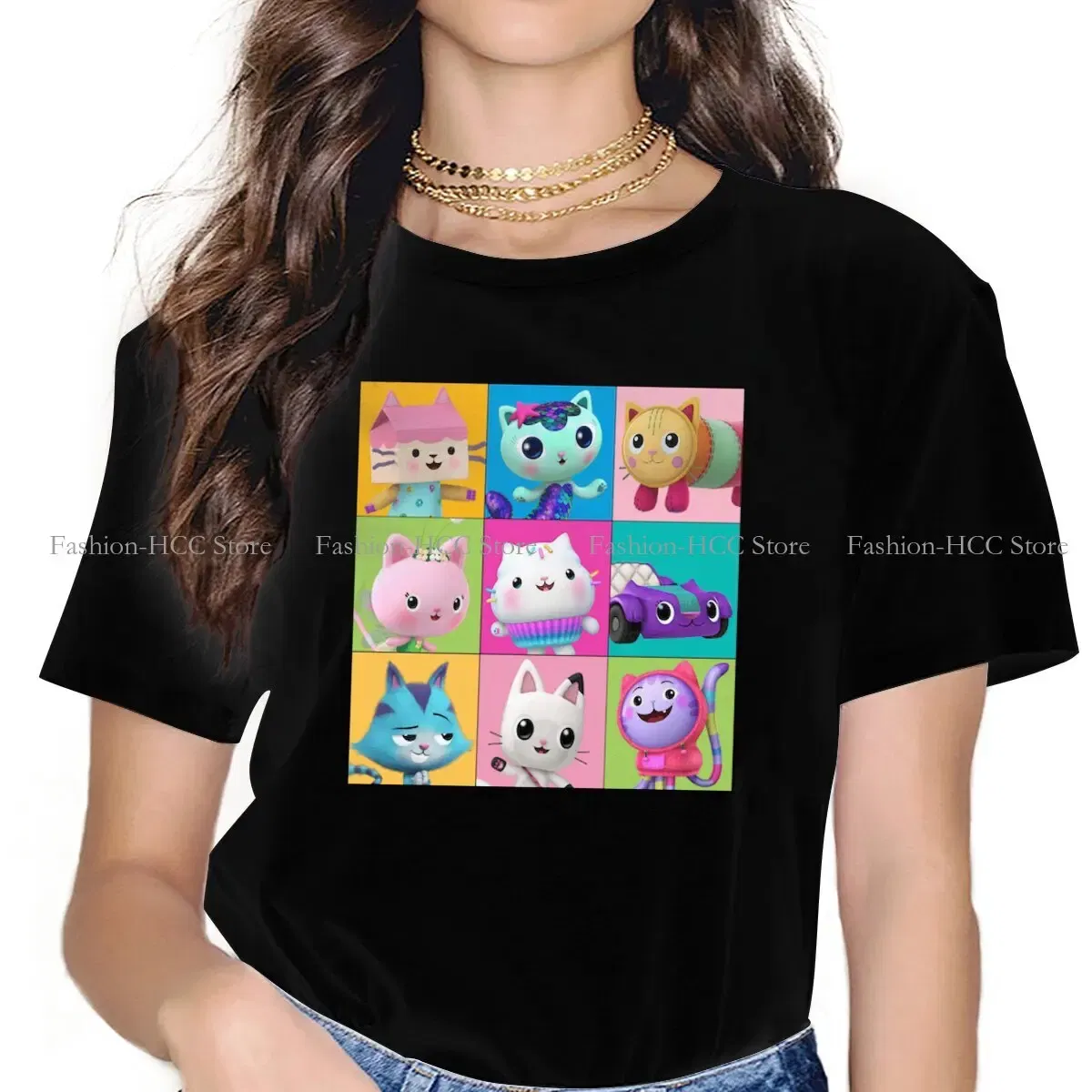 Color: black, Size: XXL - Essential Style Polyester TShirt Gabby's Dollhouse Gabby Cartoon Comfortable Hip Hop Gift Idea T Shirt Stuff