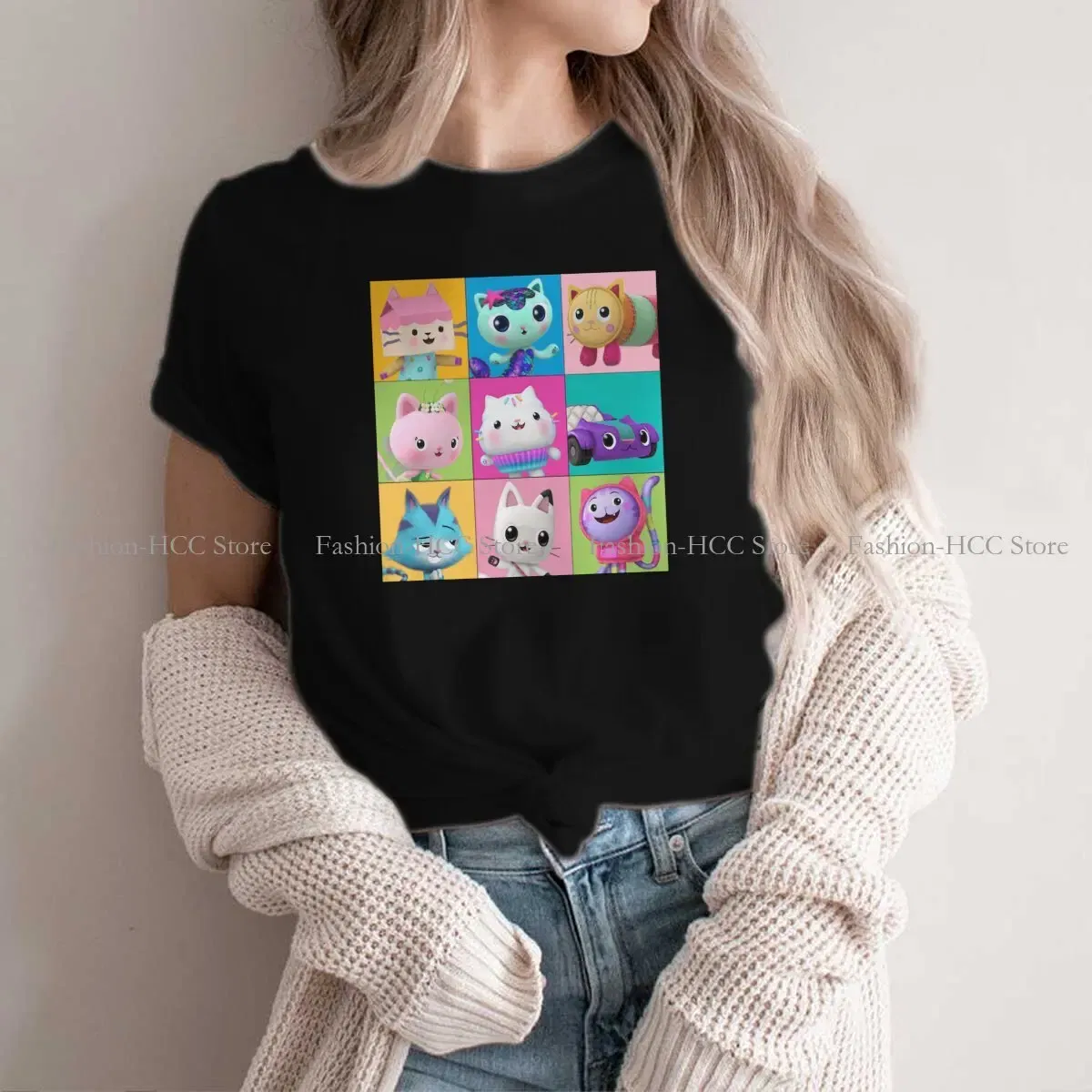 Color: black, Size: XXL - Essential Style Polyester TShirt Gabby's Dollhouse Gabby Cartoon Comfortable Hip Hop Gift Idea T Shirt Stuff
