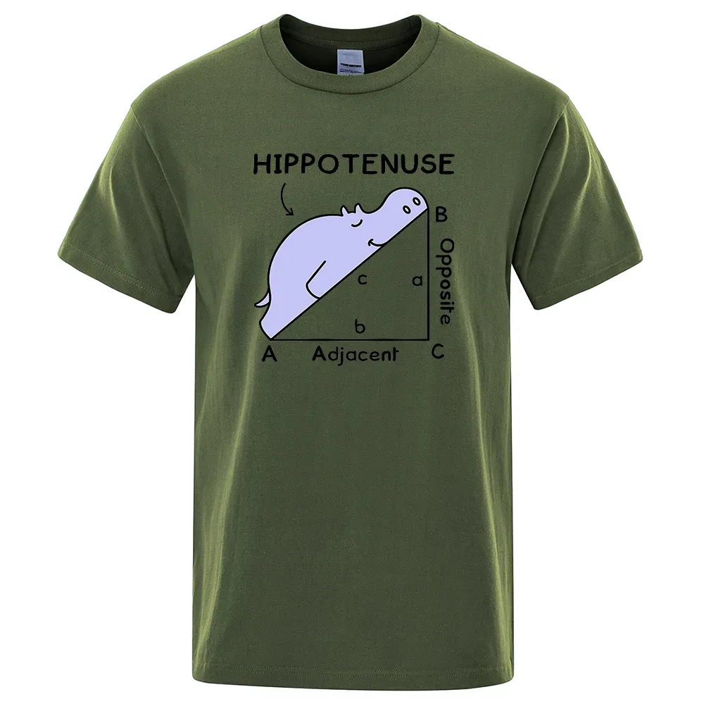 Color: GRAY, Size: L - Hippotenuse Opposite Adjacent Funny Printed Men Women T Shirts Trigonometric Functions Cotton Short Sleeve Streetwear T-shirt
