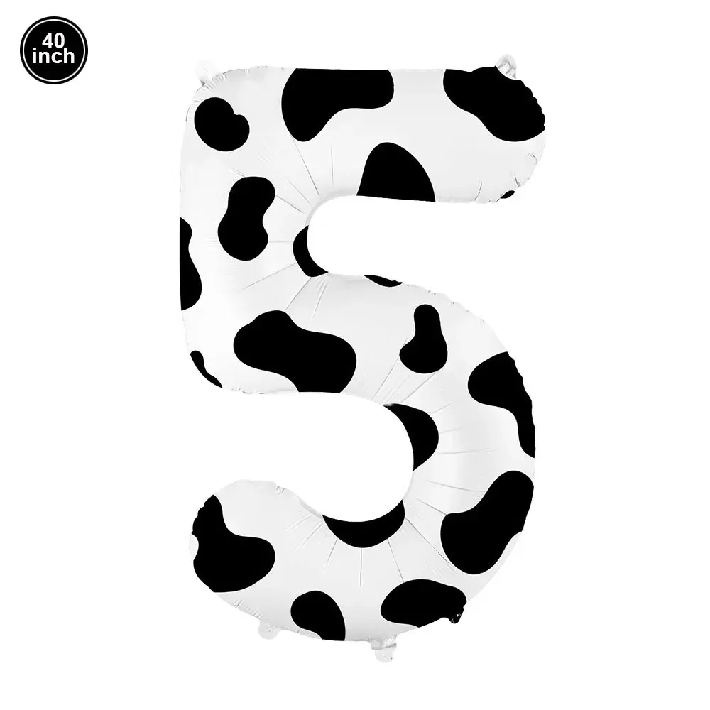 Color: Brown - Cow Party Supplies Standing Cow Balloon 40inch Number Balloon Cow Print Latex Balloon Children's Farm Birthday Party Decoration