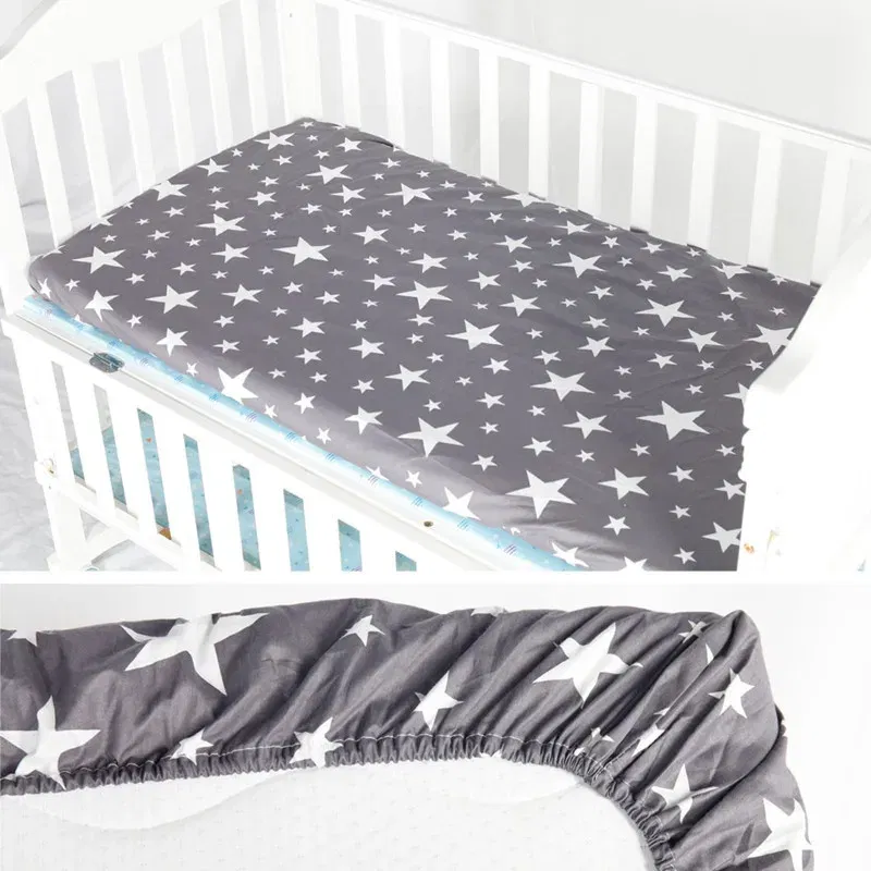 Color: Blue - 130cm * 70cm Cotton Crib Top Baby Bed Cover Child Infant Newborn Mattress Cover Twill Cotton Bedding