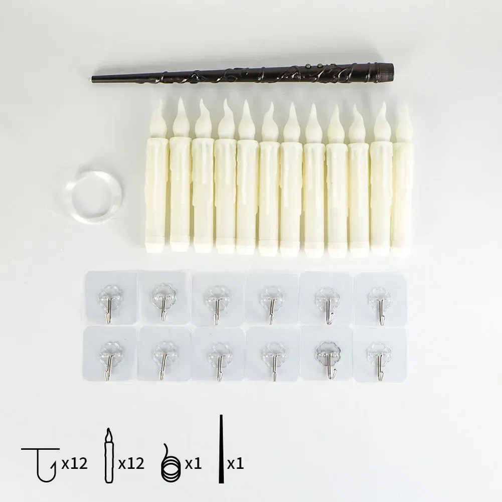 Emitting Color: Warm White - Halloween LED Floating Candles Magic Wand Remote Hanging Operated Potter Harries Battery Floating Candles Warm Light Decoration