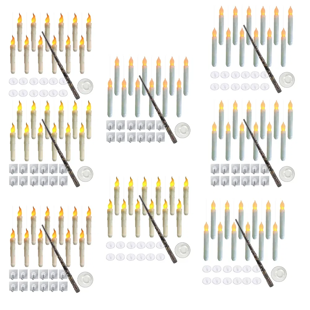 Emitting Color: Warm White - Halloween LED Floating Candles Magic Wand Remote Hanging Operated Potter Harries Battery Floating Candles Warm Light Decoration