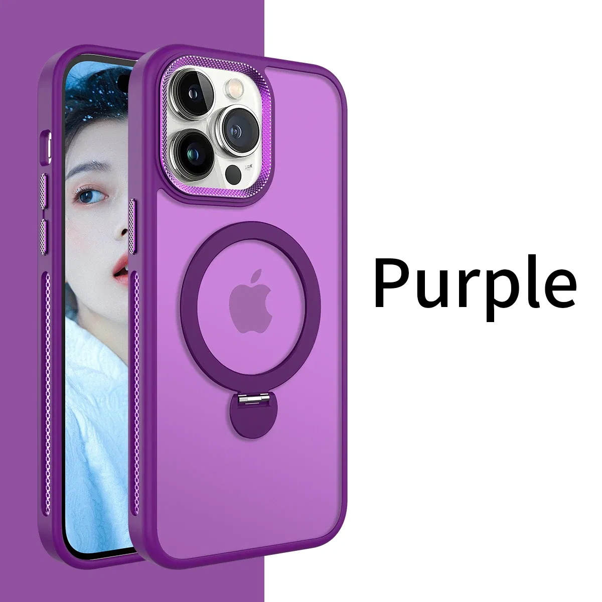 Color: Brown, Material: EVA - For iPhone 15 Pro Max 360?° Rotation Magnetic Holder Stand Matte Phone Case For iPhone 11 12 13 14 15 Plus Heat Dissipation Cover