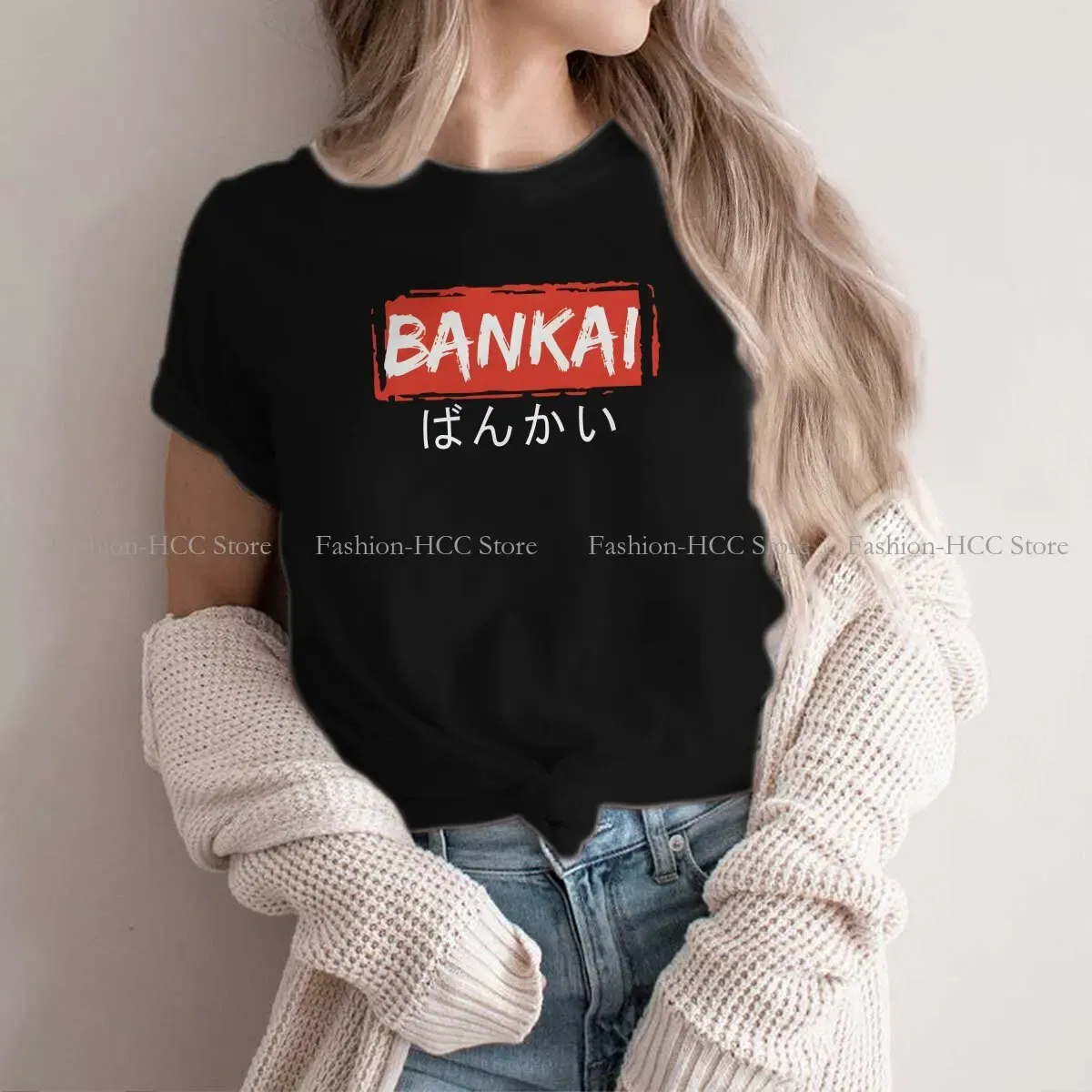 Color: black, Size: XXXL - Essential Round Collar Polyester TShirt Bleach Cartoon Anime Original T Shirt Women Clothes