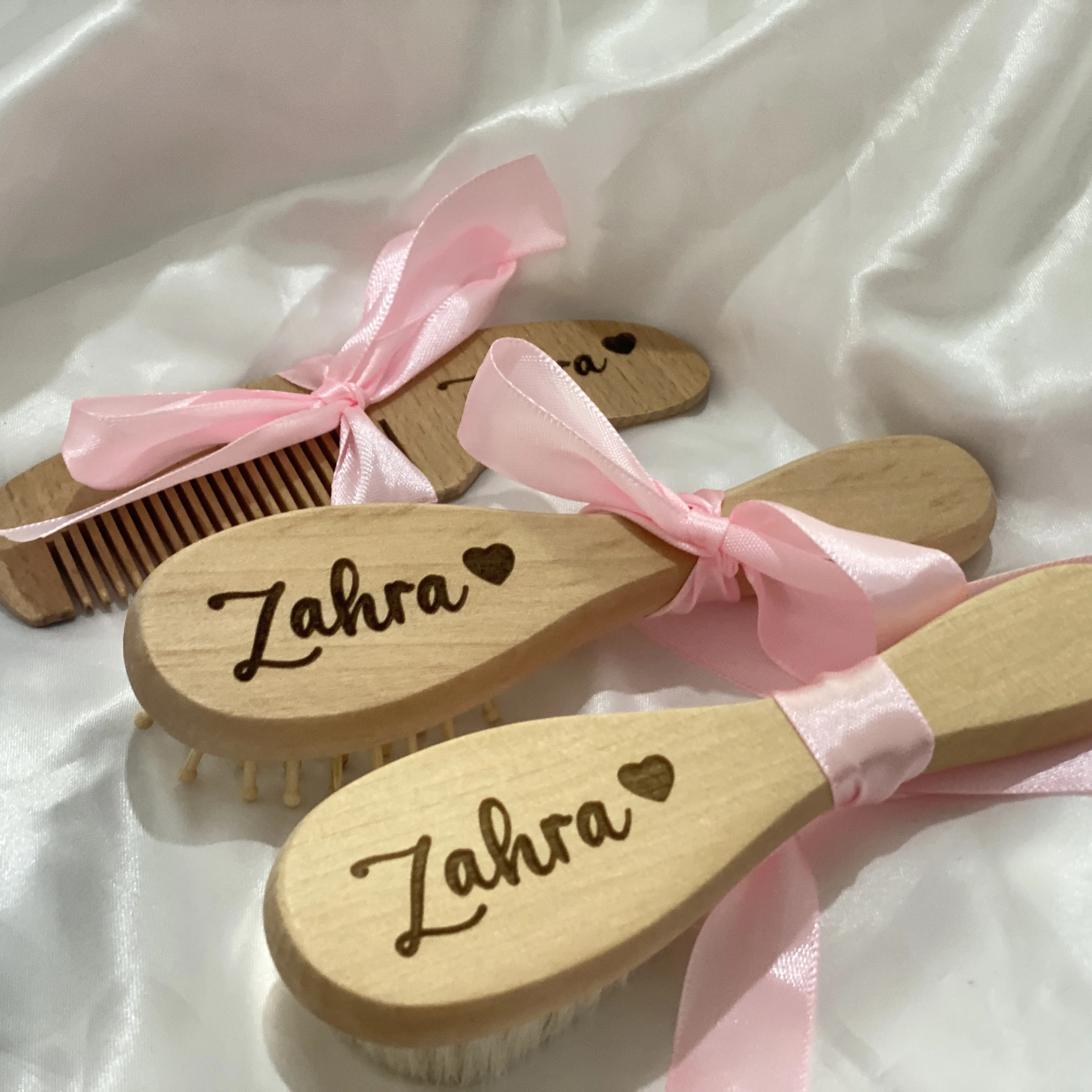 Color: Fluorescence Yellow - Personalized Baby Care Hair Brush Pure Natural Wool Wood Comb,Engraved Newborn Massager Baby Shower and Registry Gift