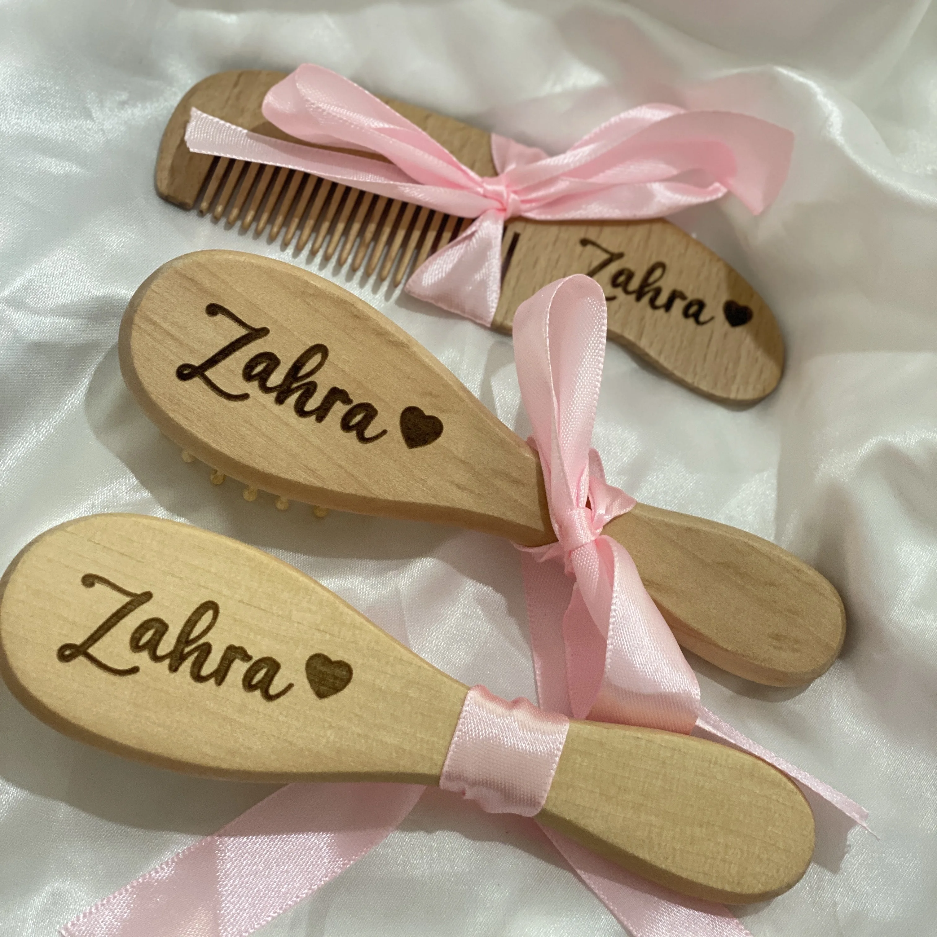 Color: Fluorescence Yellow - Personalized Baby Care Hair Brush Pure Natural Wool Wood Comb,Engraved Newborn Massager Baby Shower and Registry Gift