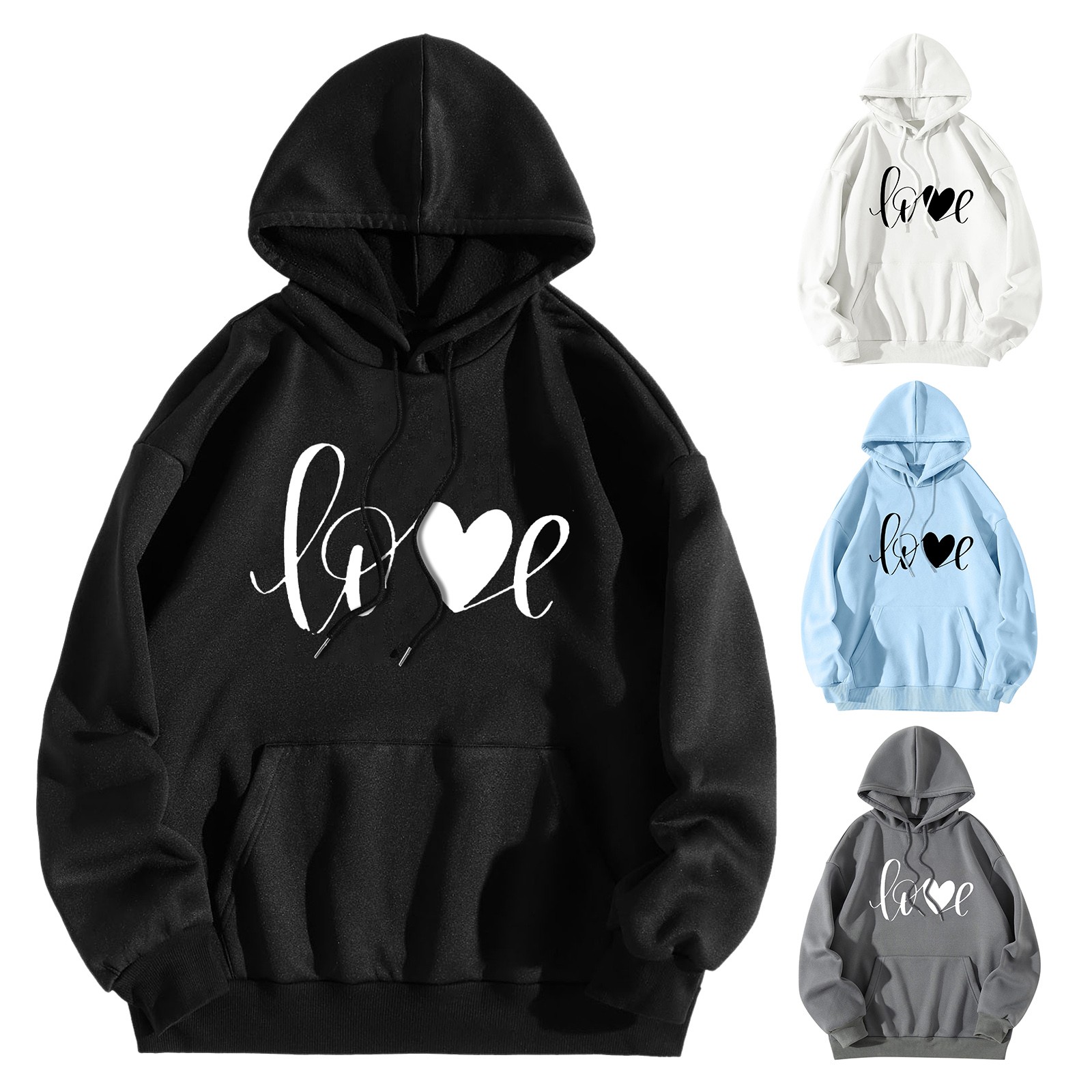 Color: Beige, Size: XL, Ships From: CN - Men Women Print Long Sleeve Round Neck Hooded Tops Sweatshirt Hoodies Lightweight