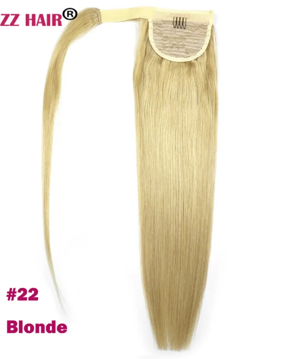 Color: #22, Life Span: 6 Months With Proper Care, Stretched Length: 18inches, Longest Hair Proportion: 35%-45% - ZZHAIR 100% Human Hair Extensions 16"-28" Machine Made Remy Magic Wrap Around Ponytail 60g-120g Clip In Horsetail Stragiht