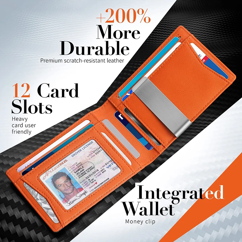 Color: Beige, Ships From: CHINA - Slim Wallet for Men-Leather Money Clip Mens Wallets-RFID Blocking Front Pocket Bifold Credit Card Holder