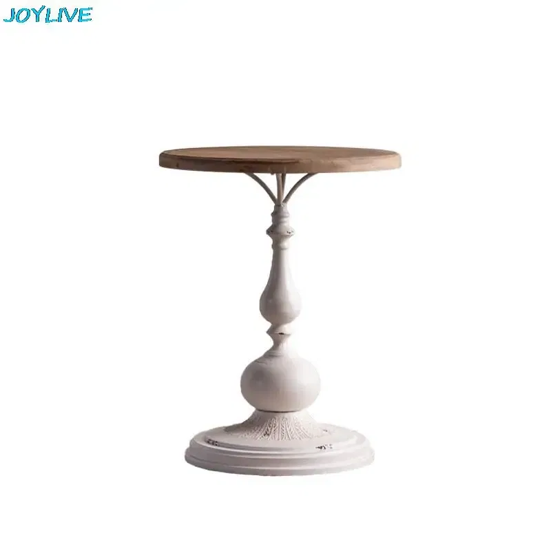 Color: Black - JOYLIVE Retro Solid Wood Coffee Table Sofa Corner Table Tea Table Balcony Desk Old Craft Small Round Table 2022 New Dropship