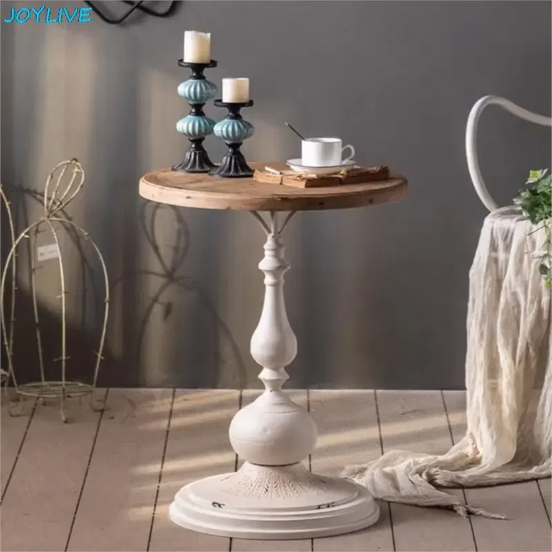 Color: Black - JOYLIVE Retro Solid Wood Coffee Table Sofa Corner Table Tea Table Balcony Desk Old Craft Small Round Table 2022 New Dropship