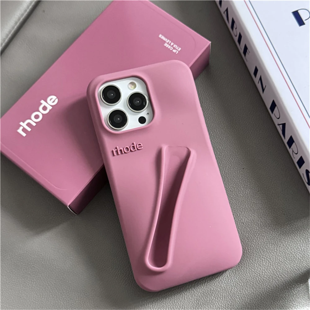 Color: Blue, Compatible-Phone Models: For iPhone 15 - New Rhode Lipstick Soft Silicone Phone Case for iPhone 16 15 14 13 12 11 Pro Max Plus Portable Lip Gloss Holder Cover with Box