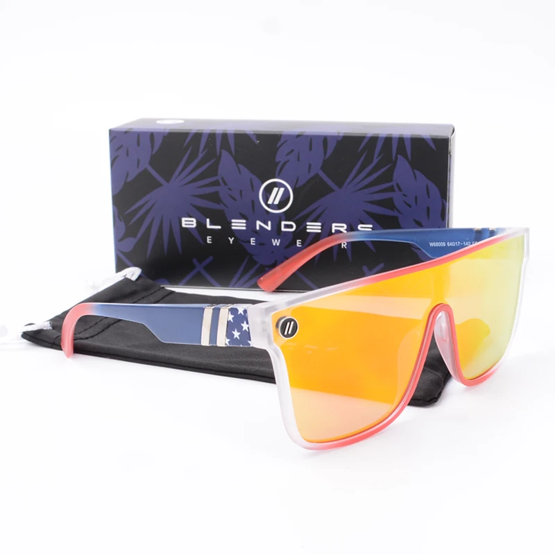 Lenses Color: PURPLE - Mixed blue mirror UV protection lens Men's sunglasses Retro fashion Square Blender Men's sunglasses 68009: With box