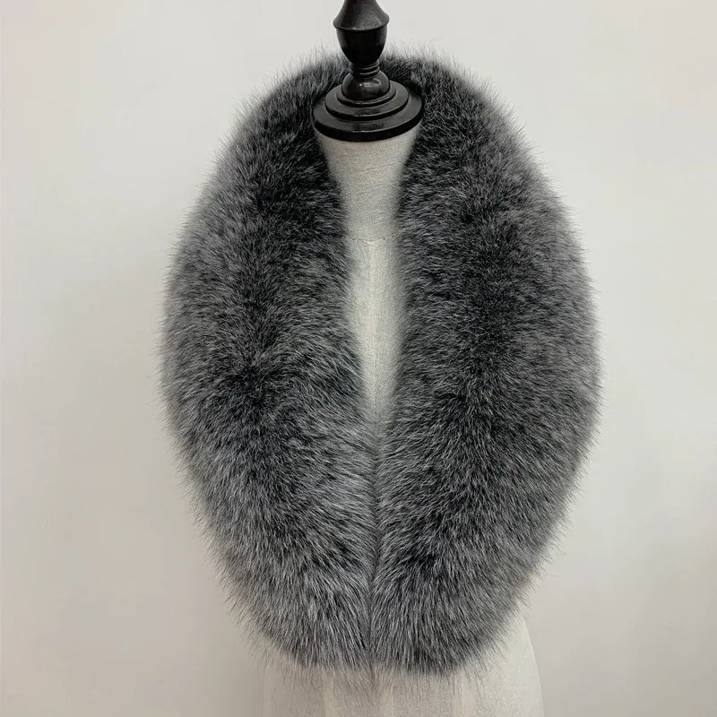 Color: PURPLE, Size: XS - Winter Real Fox Fur Collar Woman Black Natural Fur Scarf Shawl For Women Collars Wraps Neck Warmer Fur Scarves Luxery Scarf Men