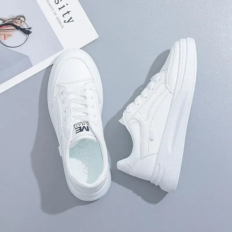 Shoe Size: 38, Color: WHITE - Fashion Women's Shoes Summer Thick Sole White Spring Autumn Breathable Platform Tennis Woman Runing Shoes Female Casual Sneaker