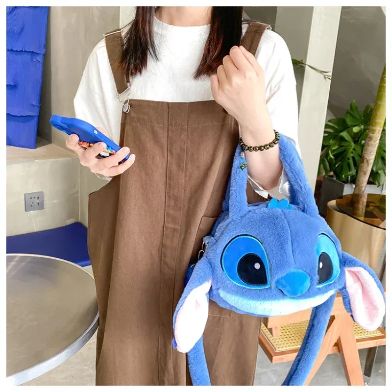 Disney Lilo & Stitch Toys Kawaii Plush Messenger Handbag Anime Stuffed Toys Children Cartoon Plushie Soft Bag