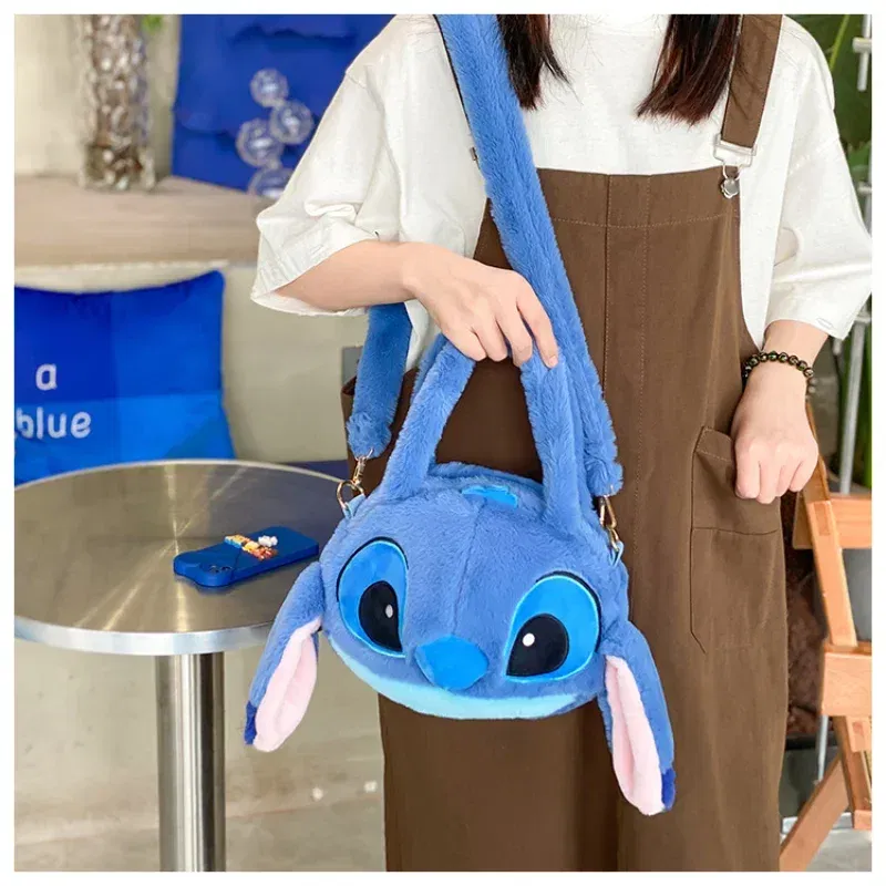 Disney Lilo & Stitch  Toys Kawaii Plush Messenger Handbag Anime Stuffed Toys Children Cartoon Plushie Soft Bag
