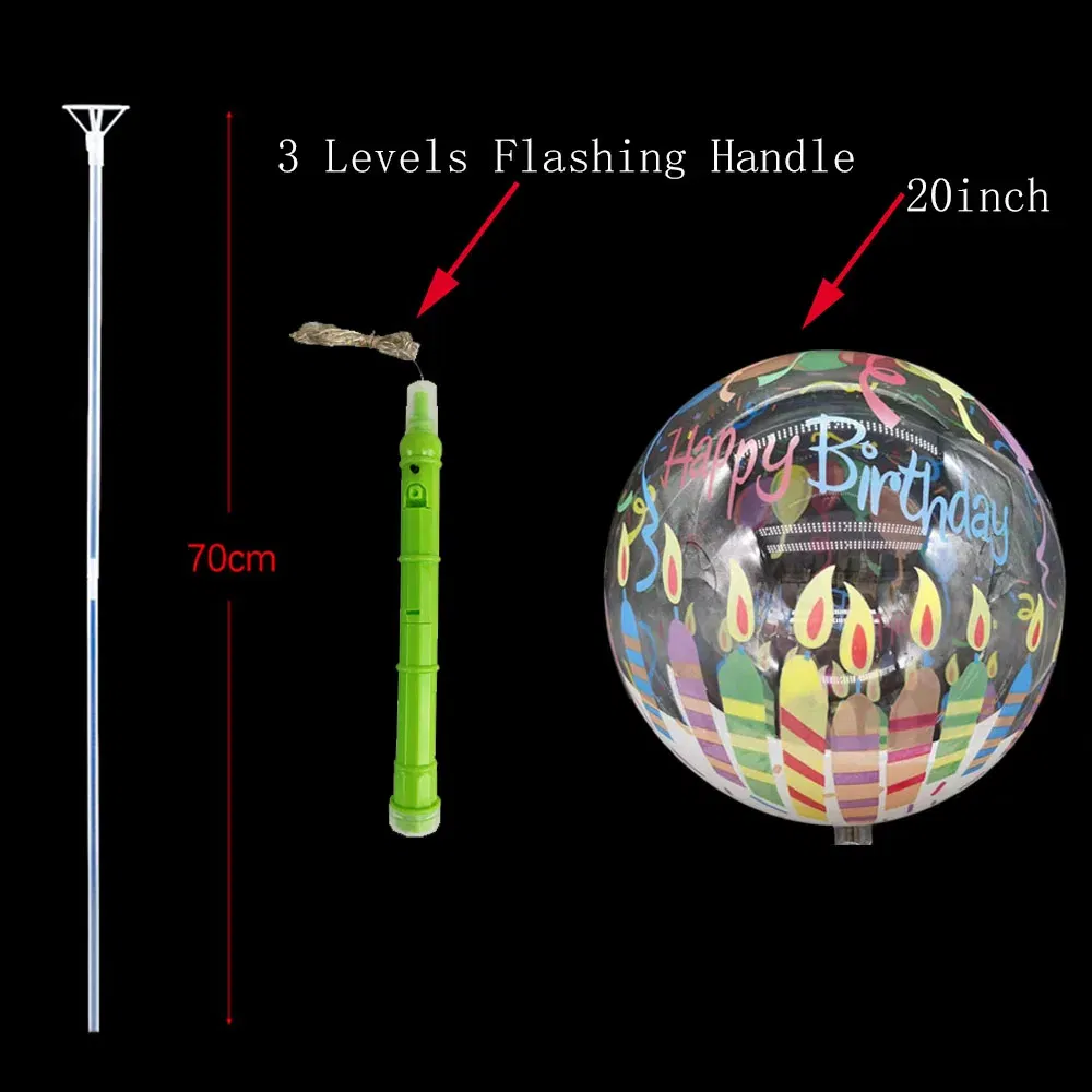Color: light yellow, Ballon Size: 10inch, Shape: X - 1/5/10/20/30pcs LED Light Up BoBo Balloons Colorful 3 Levels Flashing Handle 20 Inches Bubble Balloon 70cm Stick