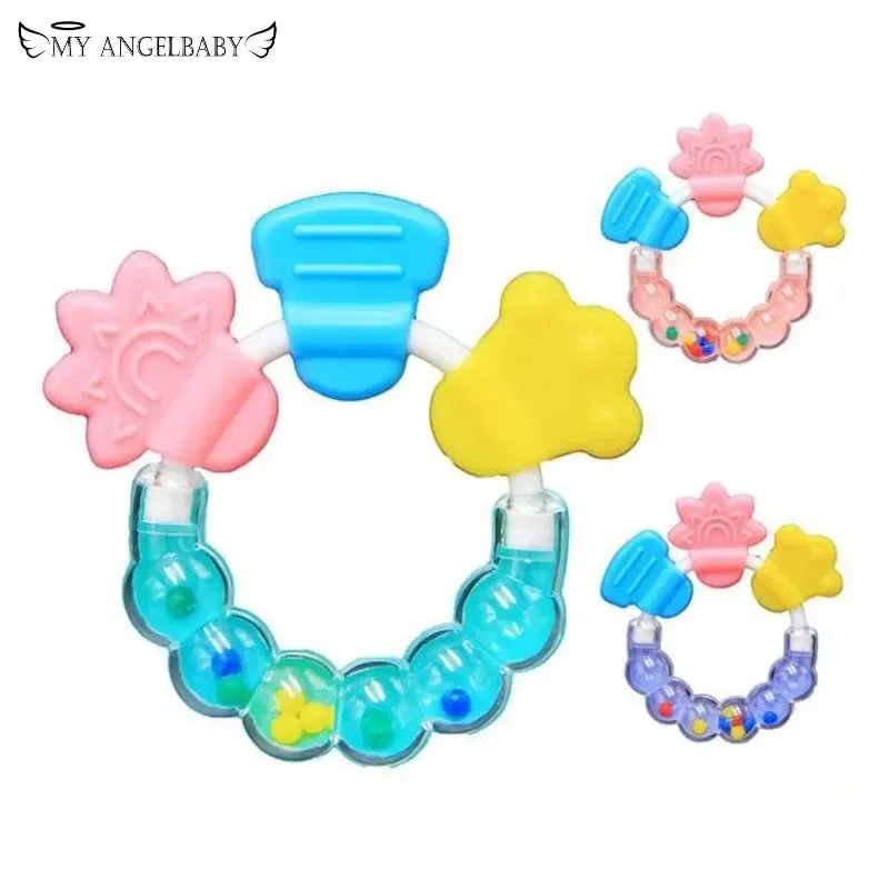 Color: light yellow - Baby Teether Necklace Silicone Teethers with Rattle Toys Teething Baby Bpa Free Baby Care Acessorios 2017 Safe Soft Christmas