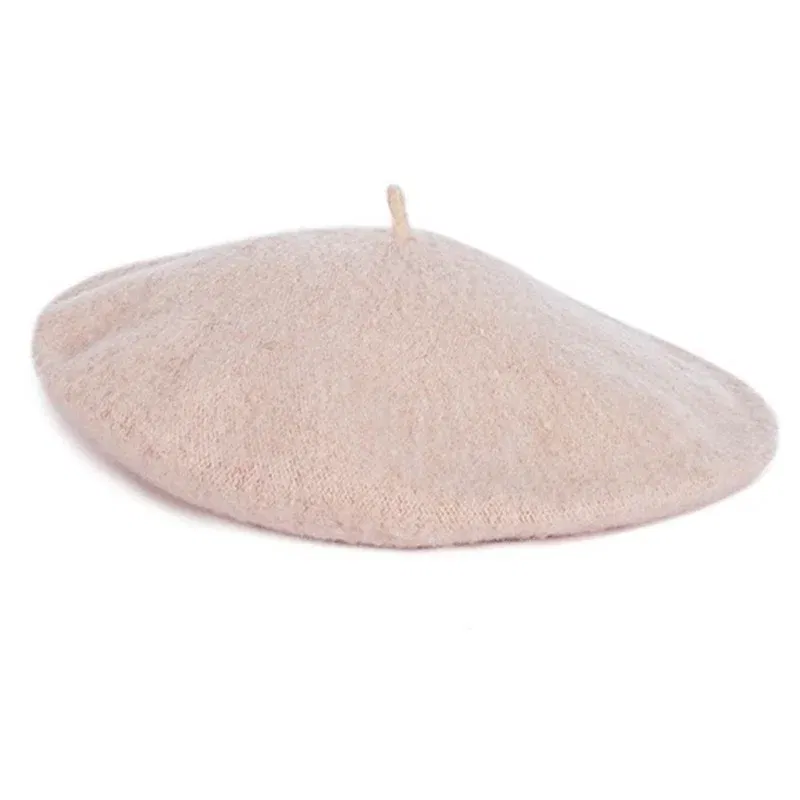 Color: WHITE - Women Berets French Artist Style Warm Winter Beanie Versatile Hat Retro Plain Beret Solid Color Elegant Lady Girls Painter Hat
