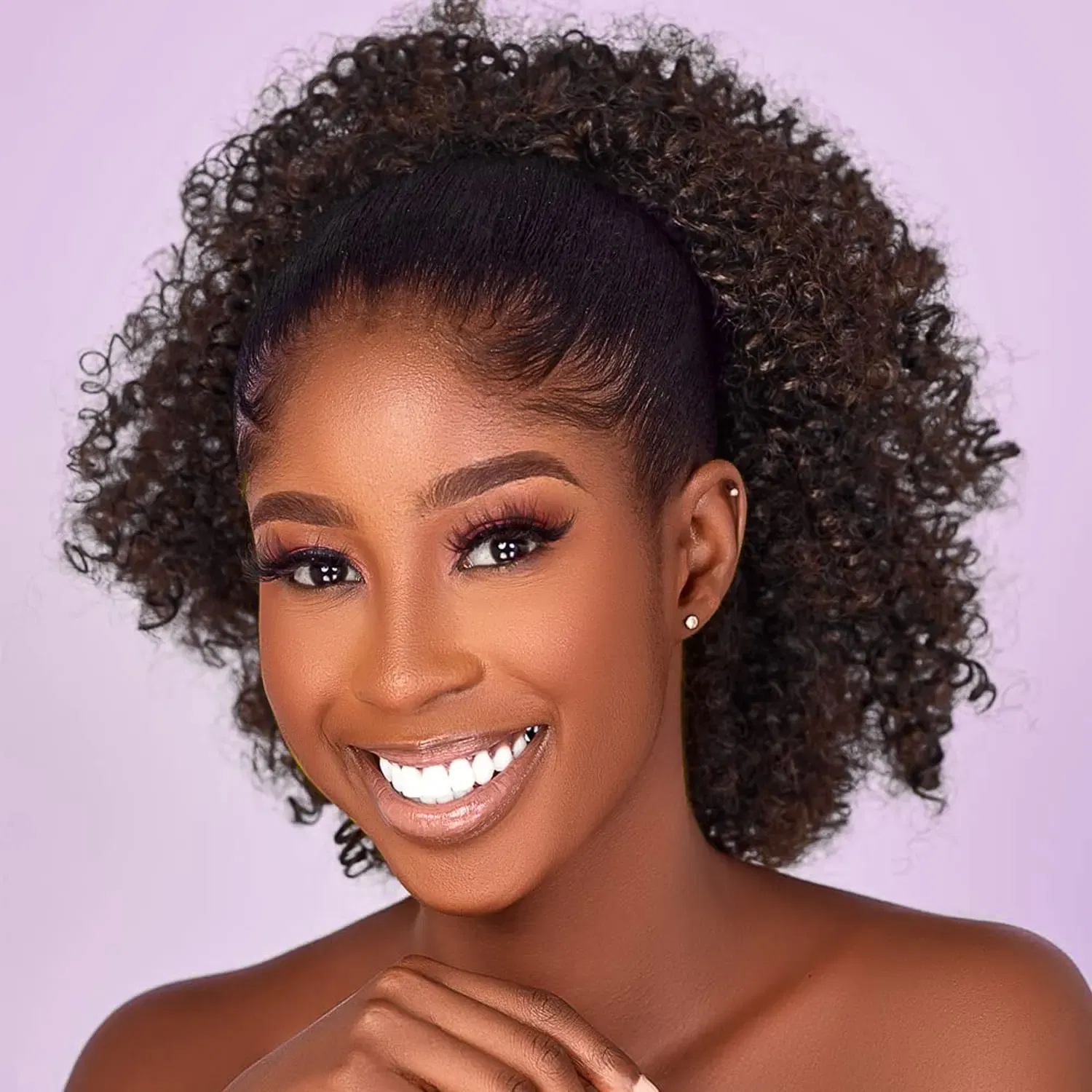 Color: 1B/27HL - Afro Puff kinky curly Drawstring Ponytail Bun Extension for Black Women Synthetic Short Afro Kinkys Curly Afro Hairpieces