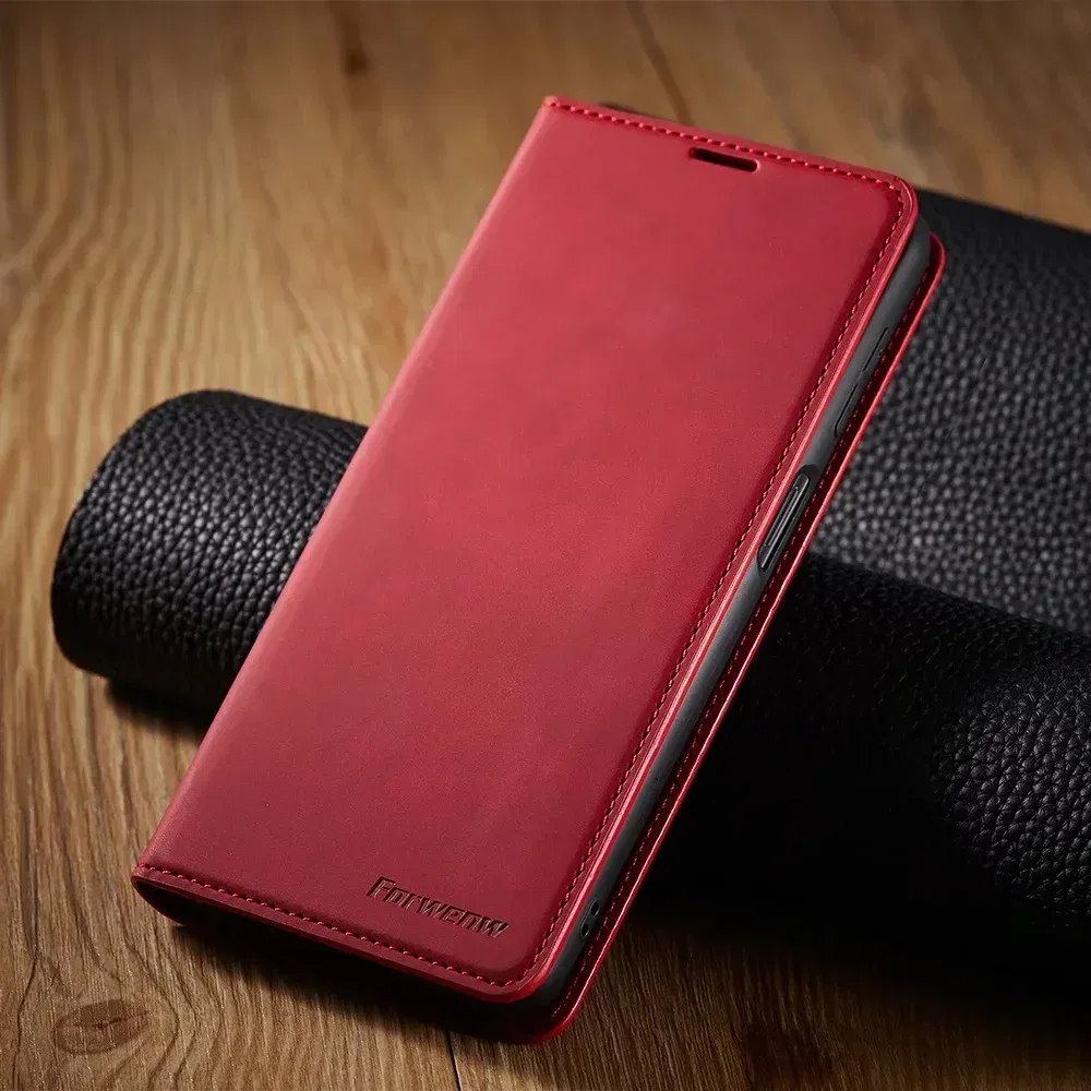 Color: Red, Material: Wood - Leather Case for Samsung Galaxy A54 A53 A34 A33 A14 A13 A15 A25 A12 A22 A32 A52s A6 A7 A10 A20e A40 A50 A70 A21s A31 A41 A51 A71