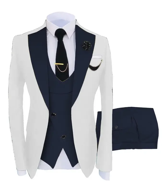Color: ROYAL BLUE, Size: 4XL - 3pcs Men Coat Business Formal Slim Fit Suit Costumes Pour Homme Set Party Vest Pants Wedding Blazer Verde Hombre Terno Masculino