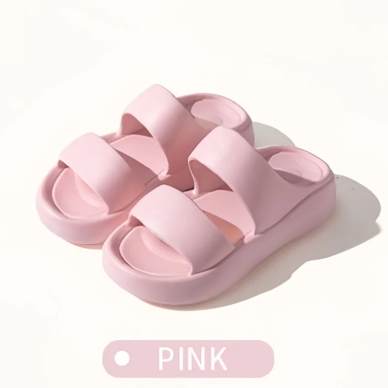 Color: Pink, Shoe Size: 38 - Summer Women EVA Slippers Men 2024 Bathroom Non-Slip Slides Girl Outdoor Beach Casual Sandals Couple Soft Thick Soled Flip Flops