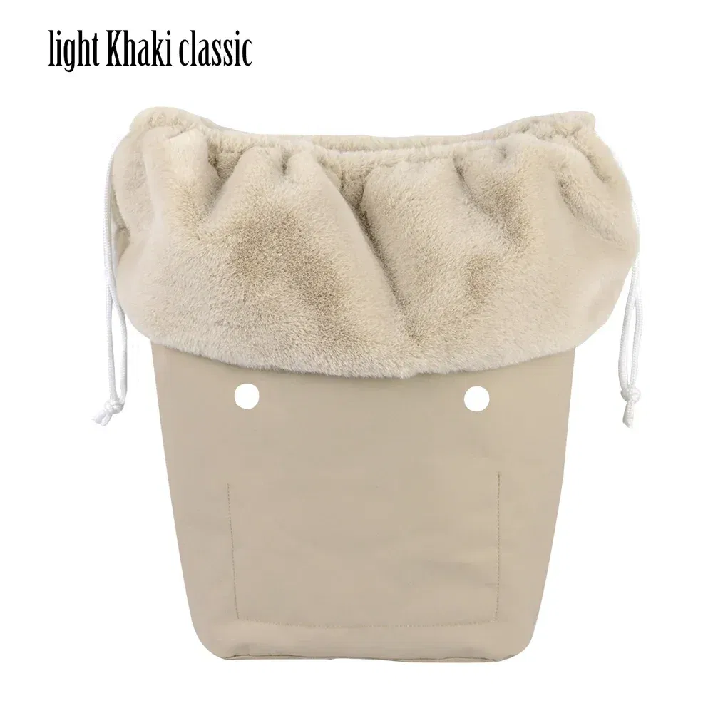 Color: Yellow - 2025 Winter O Bag Large Capacity Classic Mini Plush Fur Furry Organizer Top Drawstring Colorful Inner Insert for Obag Winter