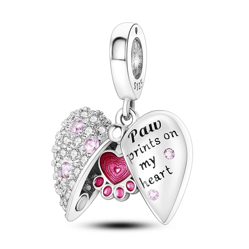 Color: Red - Pink Series Charms 925 Silver Perfume Butterfly Charm Beads Pendent Dangle Fit Original Pandora Charm Bracelet DIY Women Jewelr