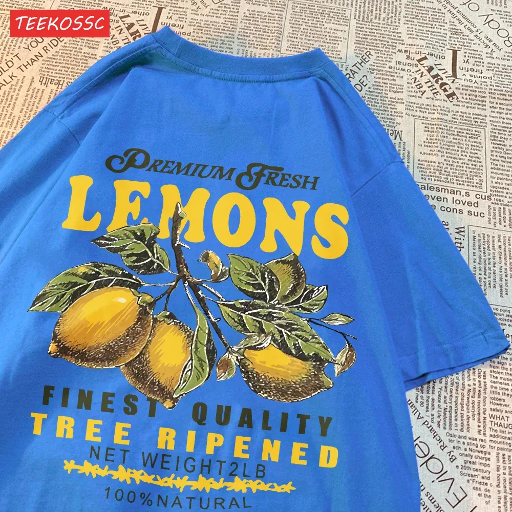 Color: Maroon, Size: XXXL - Summer Lemon Cherries Prints T-Shirts Cotton Women's Tops Oversize O-Neck Soft Short Sleeve tees Street Casual Womans Clothes