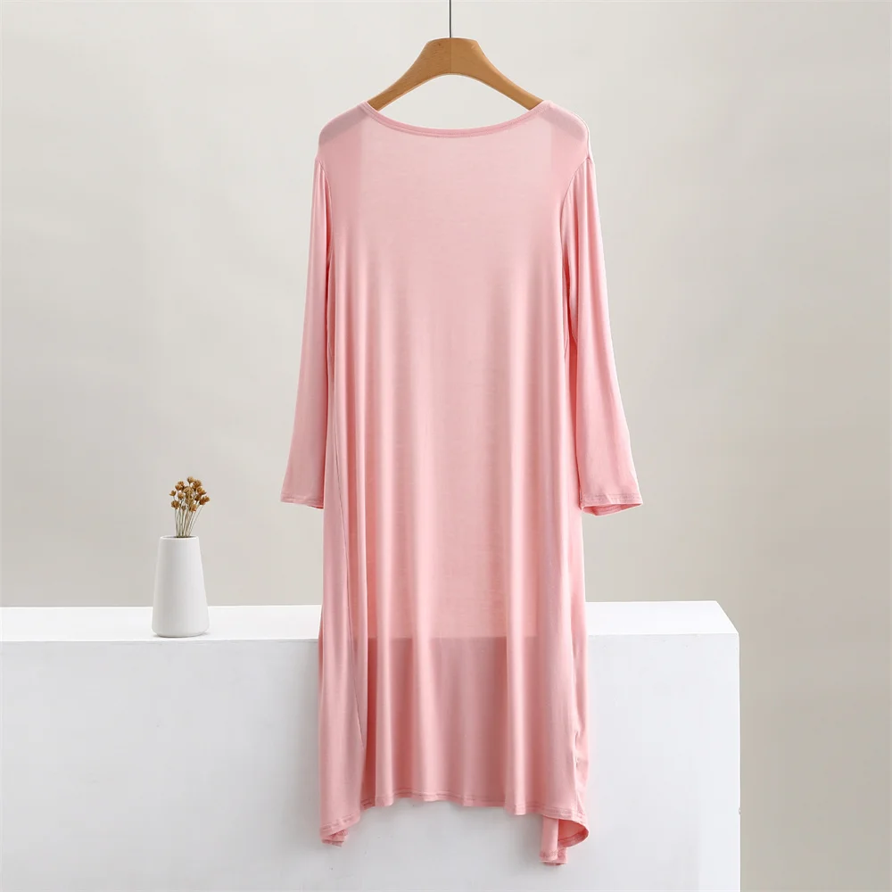Color: Pink, Size: One Size - Summer Autumn 12 Colors Women Modal Long Cardigan Female Cotton Sweater Cardigans Long Sleeve Women Casual Coat Ladies Outerwear