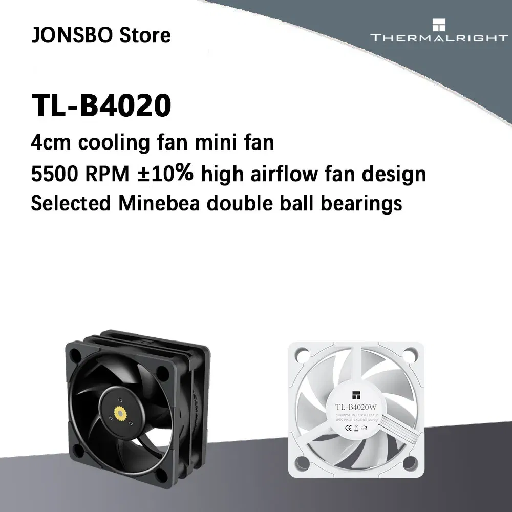 Color: WHITE, Blade Color: Other, RGB Support: NO RGB - Thermalright TL-B4020 40MM PWM Mini case cooling fan double ball bearings 5500RPM quiet powerful desktop computer cooling fans