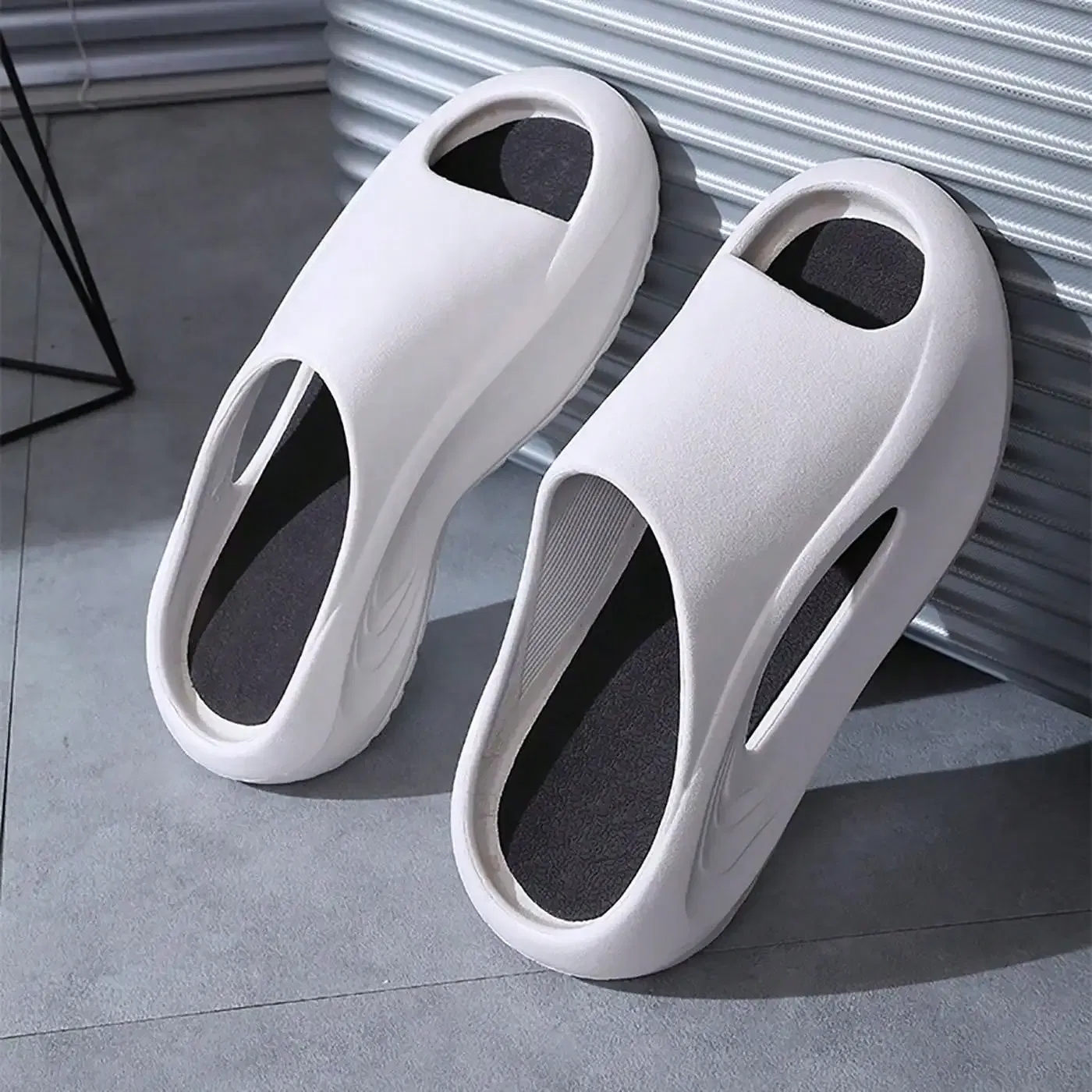 Color: black, Shoe Size: 41.5 - Summer Slippers for Men and Women Thick Bottom Eva Step on the Poop Feeling Outside Wear Non-slip Casual Bathroom Slippers
