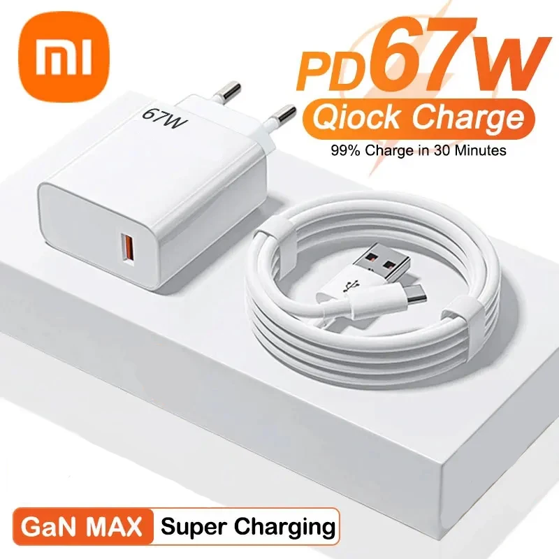 Plug Type: IL - Xiaomi 67W Super Fast Charger USB Type-C PD Interface Charging Fast Charging Phone Charger For iPhone15 Samsung Huawei Data Line