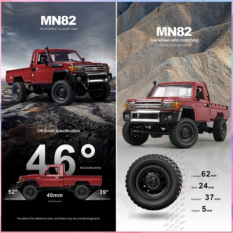 Color: WHITE - 1:12 Rc Car Mn Model Mn82 Retro Full-scale Simulation Lc79 RTR 2.4g 4WD 280 Motor Remote Control Pickup RC Truck Model Car Toys