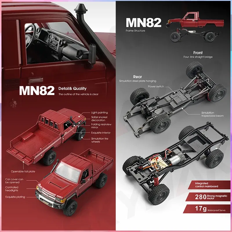 Color: WHITE - 1:12 Rc Car Mn Model Mn82 Retro Full-scale Simulation Lc79 RTR 2.4g 4WD 280 Motor Remote Control Pickup RC Truck Model Car Toys