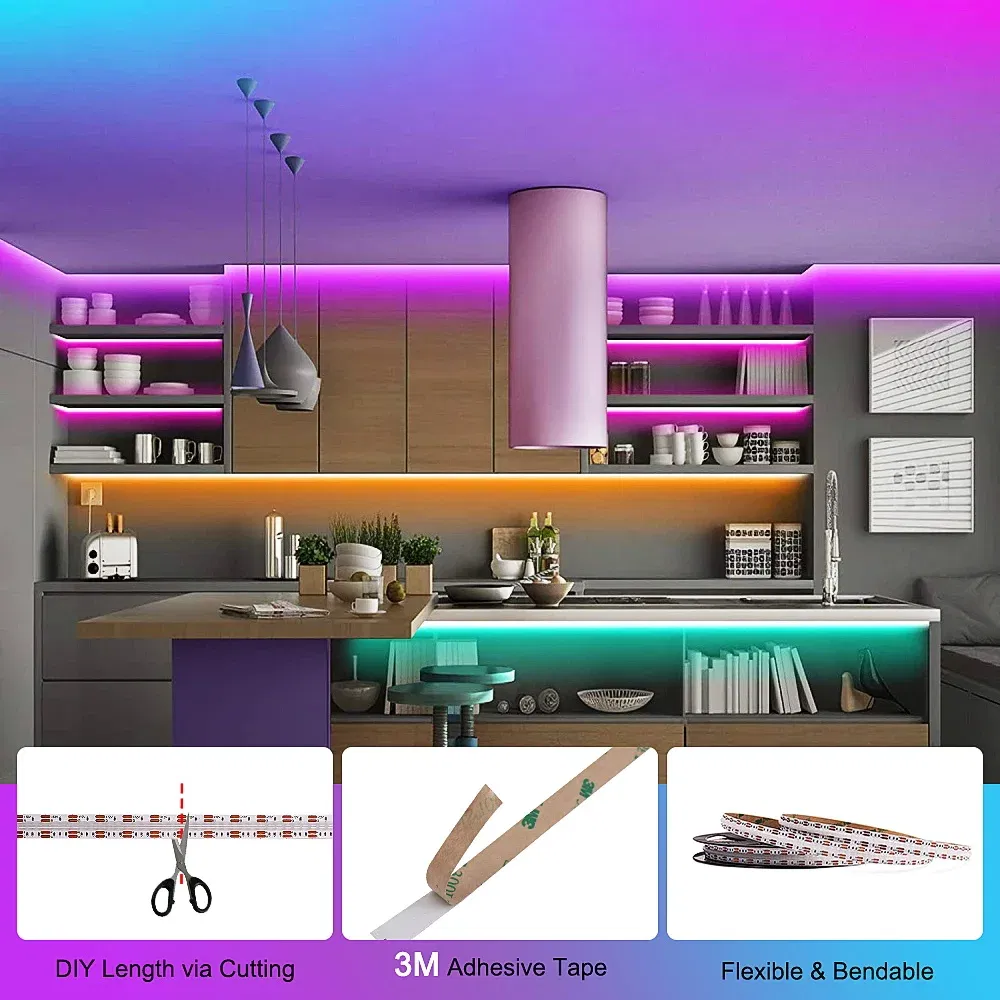 Emitting Color: Emitting Color8, Color: WHITE, Length: 5m, Ships From: CHINA - FOB RGB LED Strip 12V 24V 768 LEDs/M Flexible Colorful Lamp Band High Density Flex LED Tape Light Dimmable Linear Ribbon 3M 5M