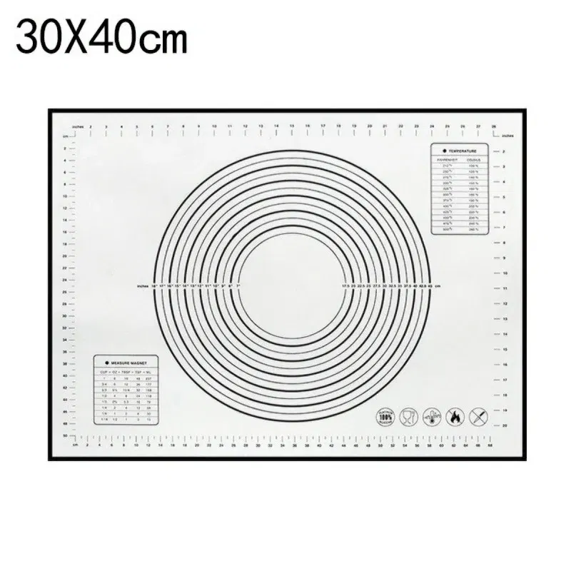 Color: WHITE, Size: L - Large Size Silicone Kneading Pad Non-Stick Surface Rolling Dough Mat With Scale Kitchen Cooking Pastry Sheet Oven Liner Bakeware