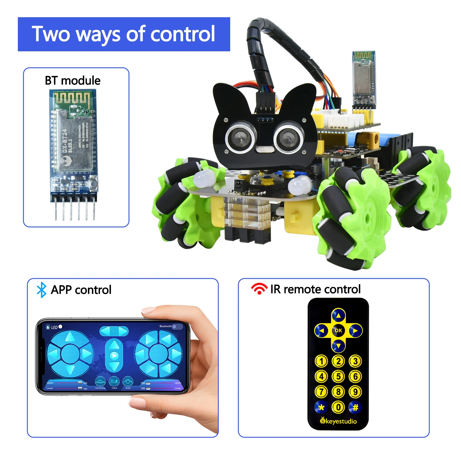 Keyestudio 4WD Mecanum Robot For Arduino Compatible With LEGO Robot Car Kit 12 Programming Courses For Arduino Mecanum Car Kit