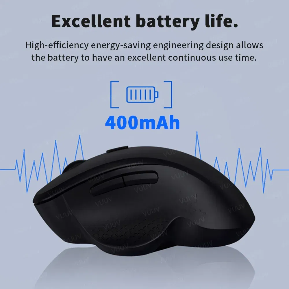 Color: GRAY - Ergonomic Rechargeable Wireless Bluetooth Mouse for PC Computer Laptop Macbook 1600DPI Dual Mode Mouse for IOS Android Tablet