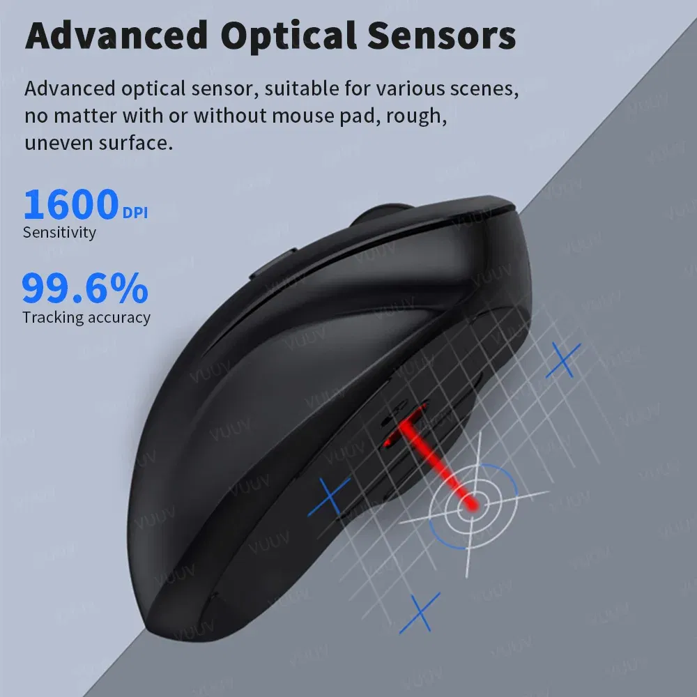 Color: GRAY - Ergonomic Rechargeable Wireless Bluetooth Mouse for PC Computer Laptop Macbook 1600DPI Dual Mode Mouse for IOS Android Tablet